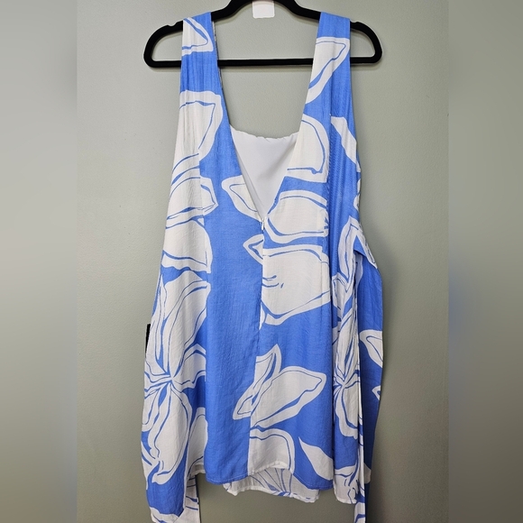 Lulus Deeply Sweet Blue and White Floral Tie-Back Shift Mini Dress, Size XL - Picture 10 of 11